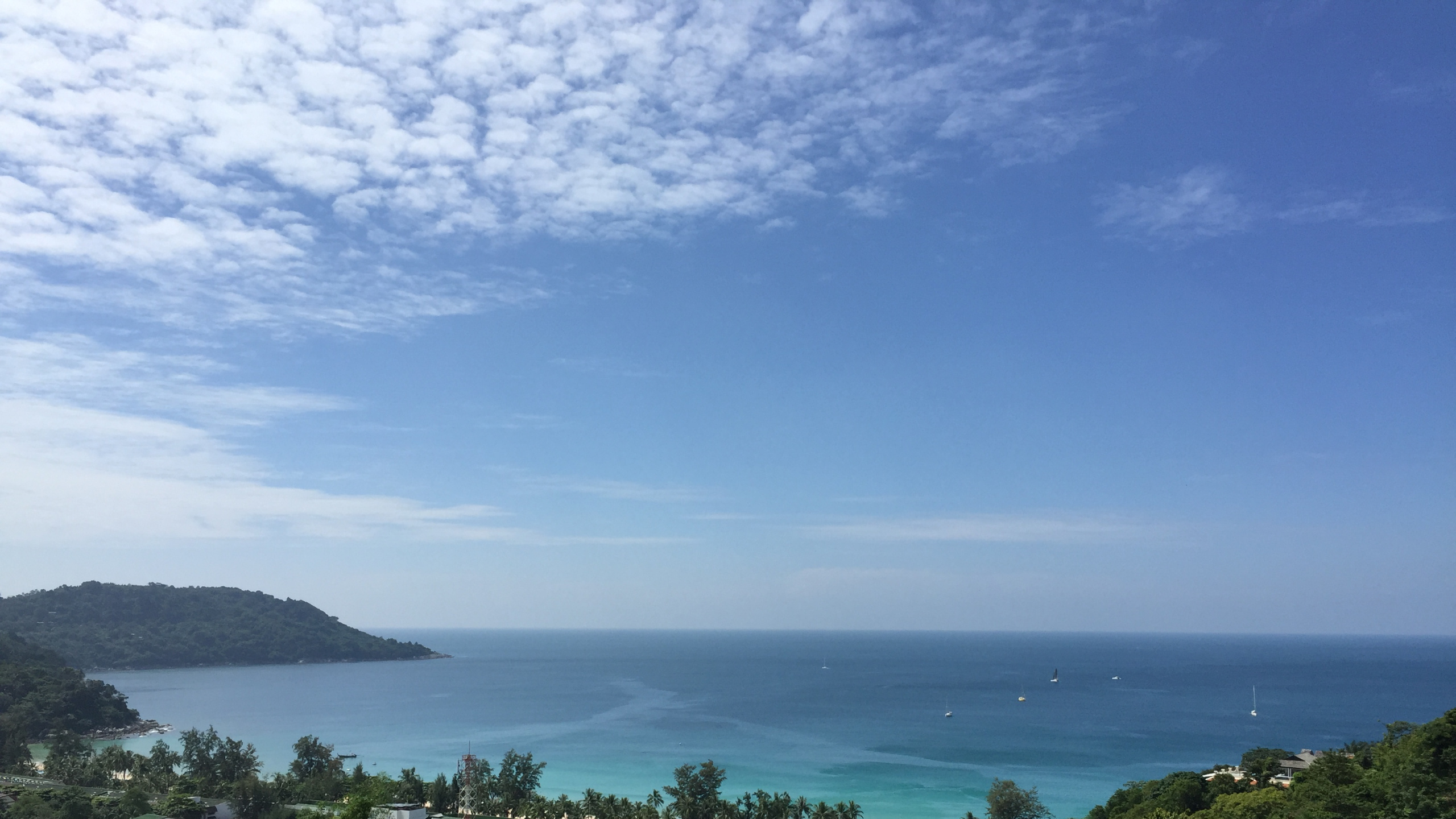 植被, 海岸, 海洋, 地平线, Azure 壁纸 2560x1440 允许