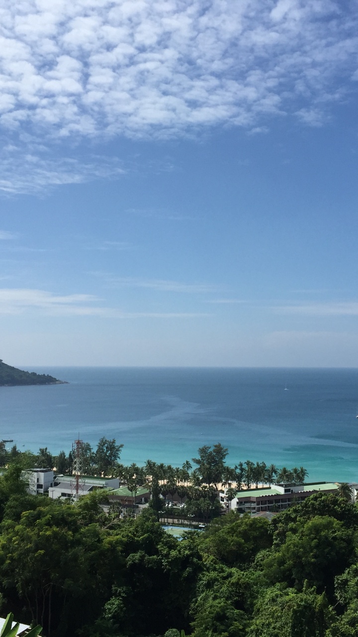 植被, 海岸, 海洋, 地平线, Azure 壁纸 720x1280 允许