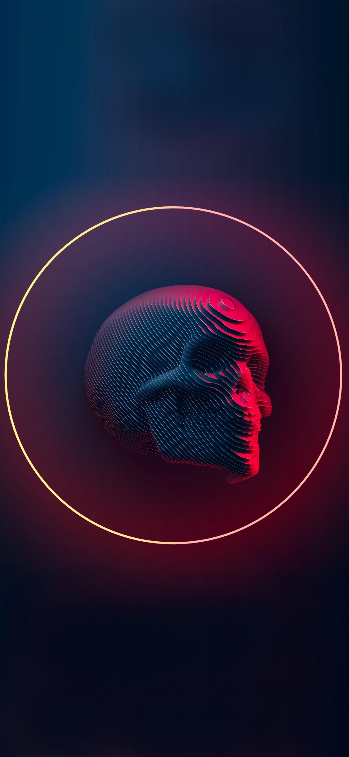 Skull, Skull Slice, Magenta, Neon, Bone. Wallpaper in 1125x2436 Resolution