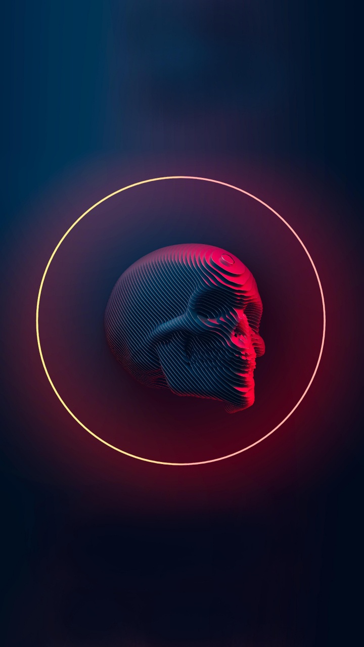 Skull, Skull Slice, Magenta, Neon, Bone. Wallpaper in 720x1280 Resolution