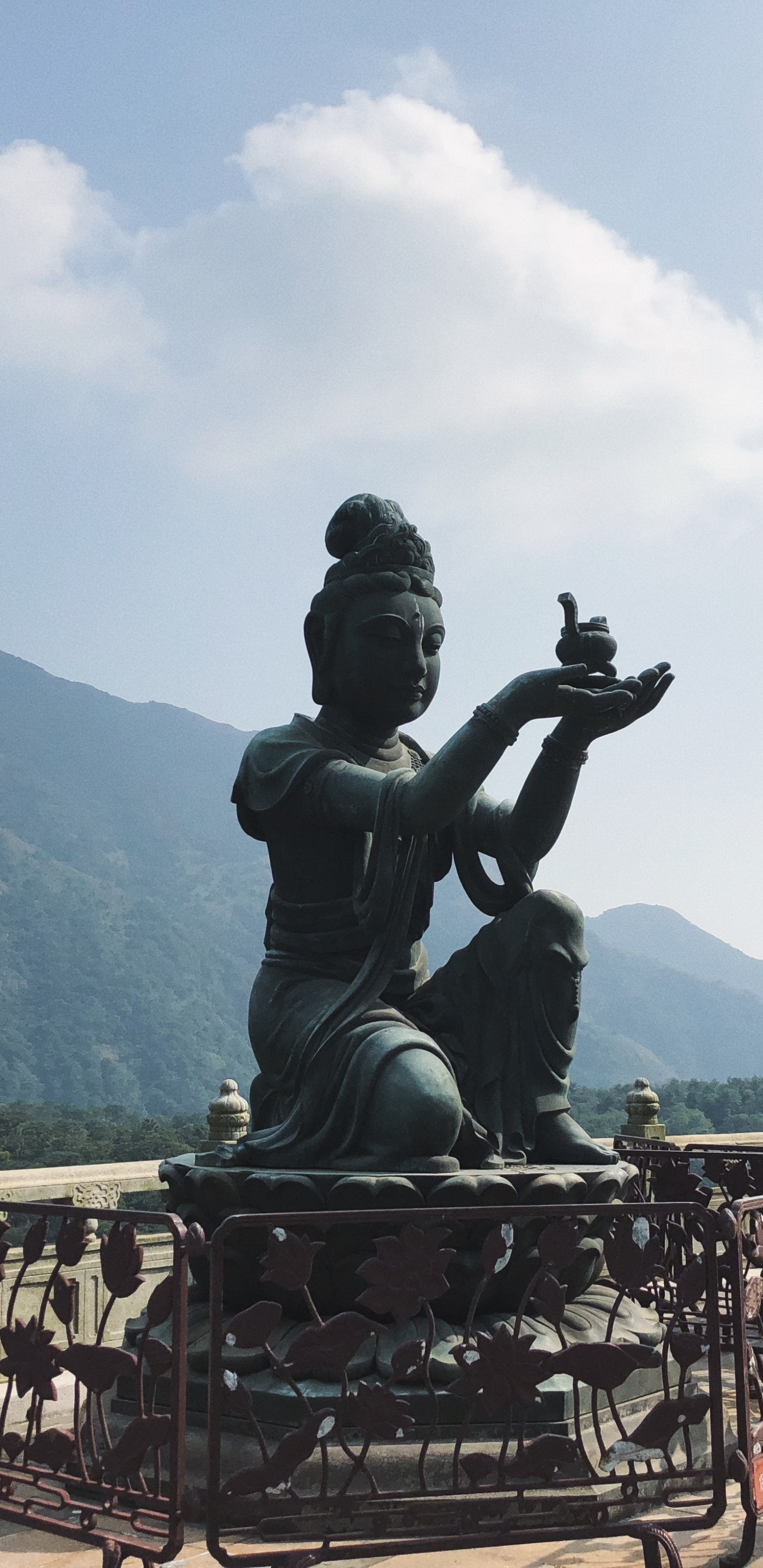 Hongkong, Po-Lin-Kloster, Tian Tan Buddha, Statue, Sehenswürdigkeit. Wallpaper in 1440x2960 Resolution