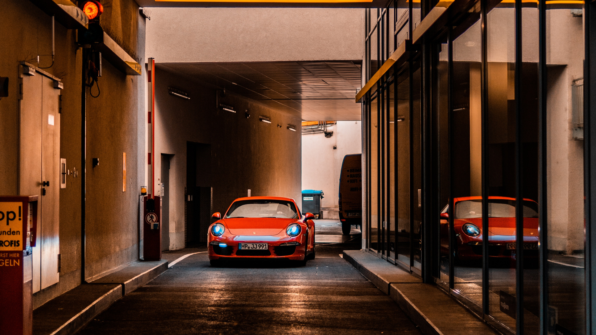 Red Car Parked on Tunnel. Wallpaper in 1920x1080 Resolution