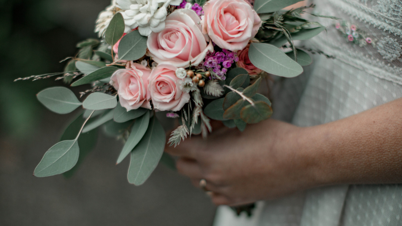 Brautkleid, Kleid, Zügel, Weiße Hochzeit, Hochzeitskleidblumen. Wallpaper in 1280x720 Resolution