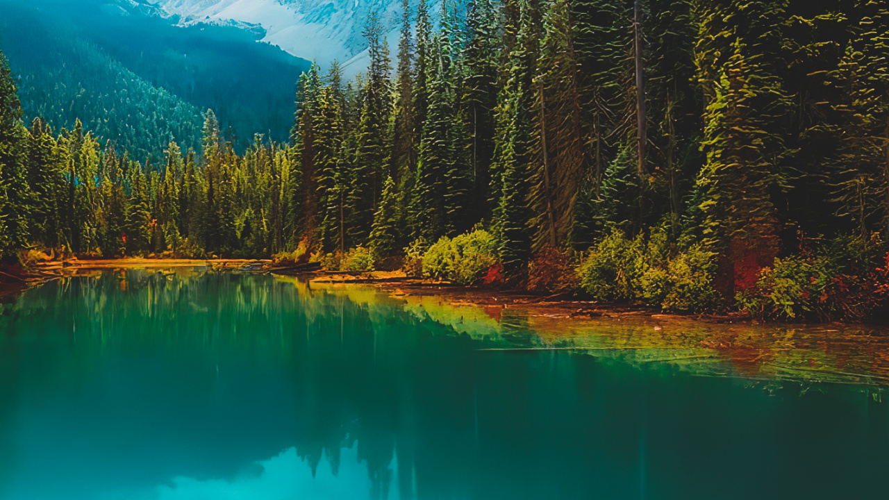 Reflection, Water, Cloud, Mountain, Plant. Wallpaper in 1280x720 Resolution