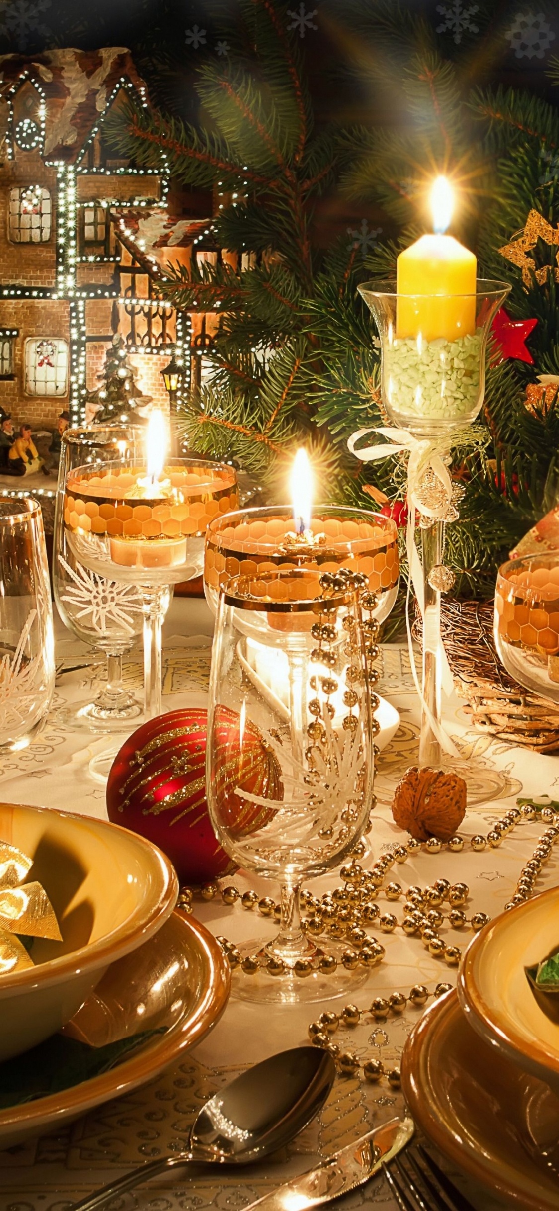 El Día De Navidad, Cena de Navidad, Navidad, Decoración de la Navidad, Luces de Navidad. Wallpaper in 1125x2436 Resolution