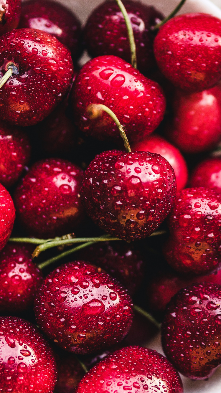 Red Cherries on White Ceramic Bowl. Wallpaper in 750x1334 Resolution