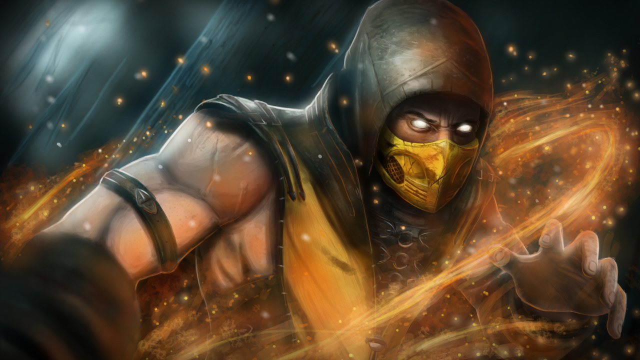 Mortal Kombat x, Mortal Kombat 11, Escorpión, Arte, Ilustración. Wallpaper in 1280x720 Resolution