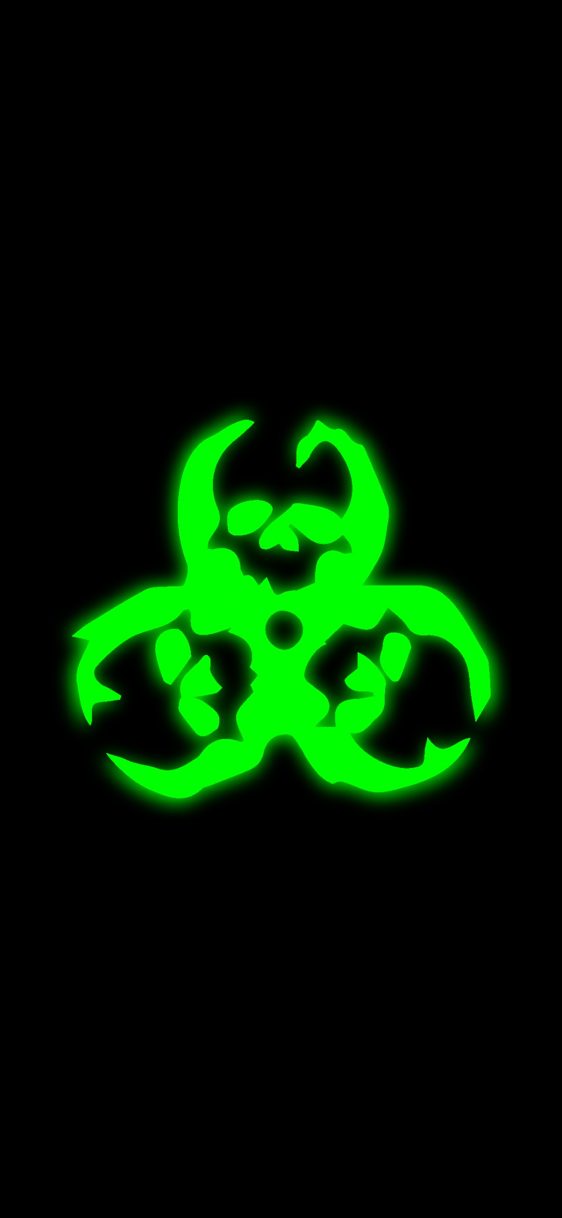 Amoled, Biological Hazard, Green, Symbol, Animation. Wallpaper in 1125x2436 Resolution