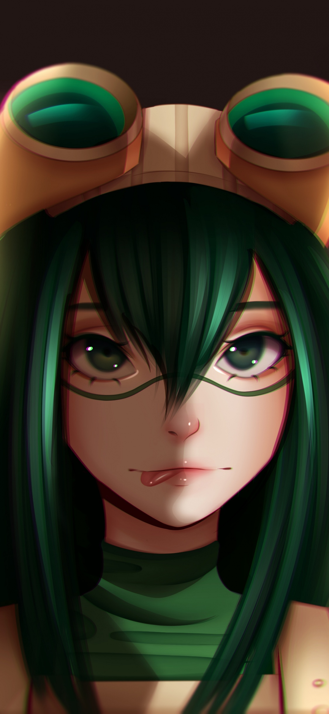 Green Haired Female Anime Character. Wallpaper in 1125x2436 Resolution