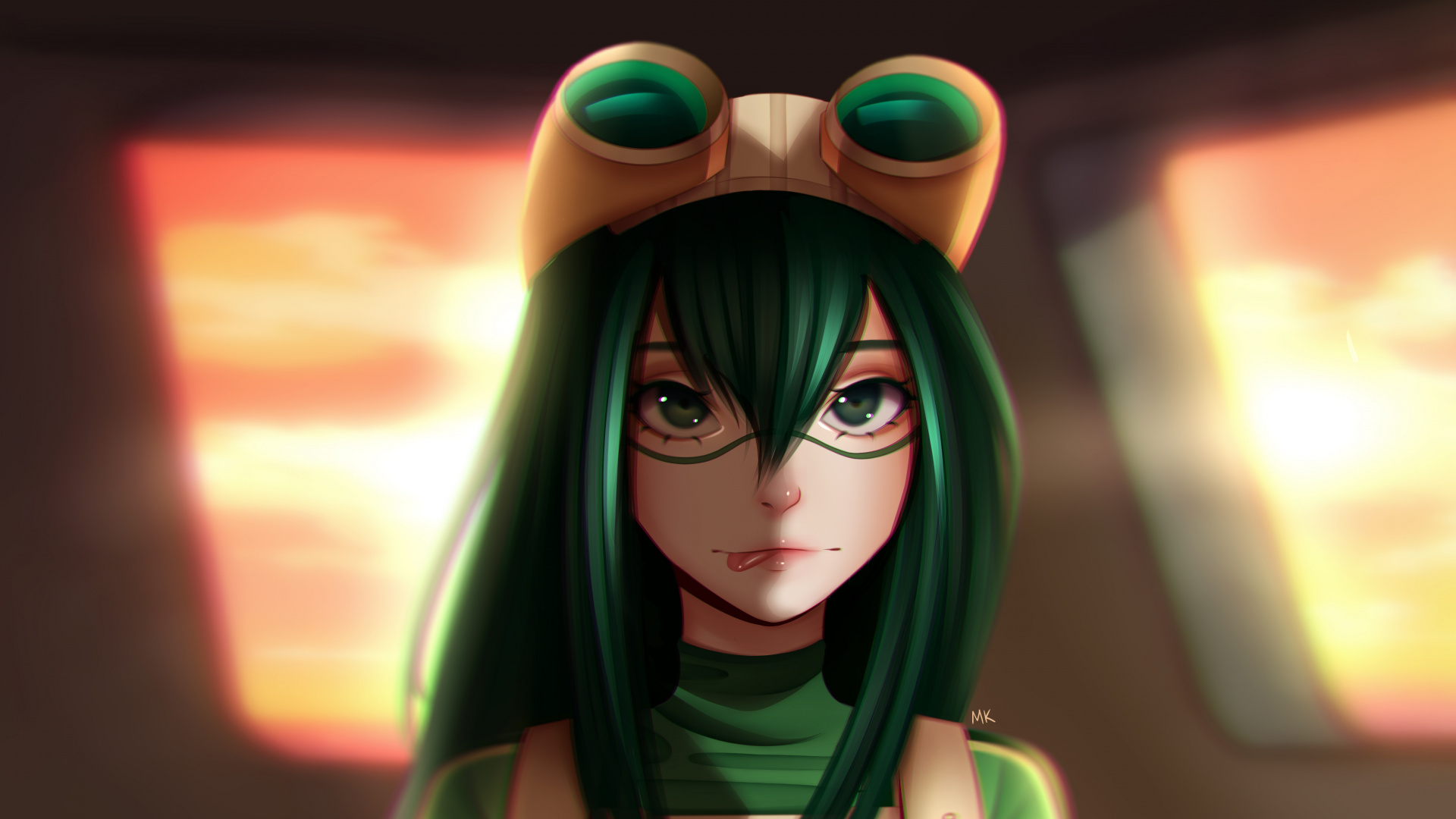 Green Haired Female Anime Character. Wallpaper in 1920x1080 Resolution
