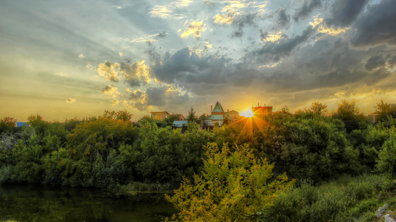 早上, 性质, 日出, 黎明, 晚上 壁纸 1366x768 允许