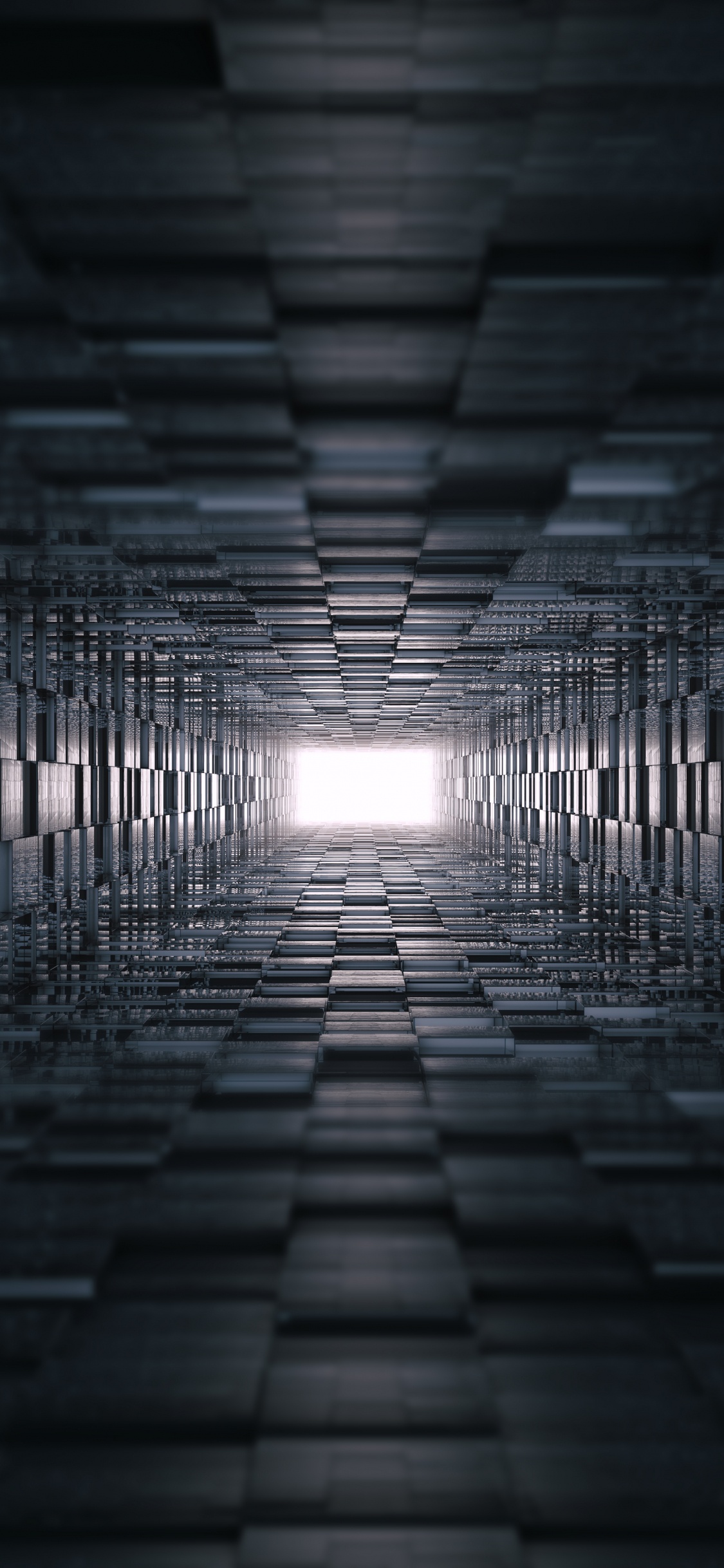 Black and White Tunnel With Lights. Wallpaper in 1125x2436 Resolution