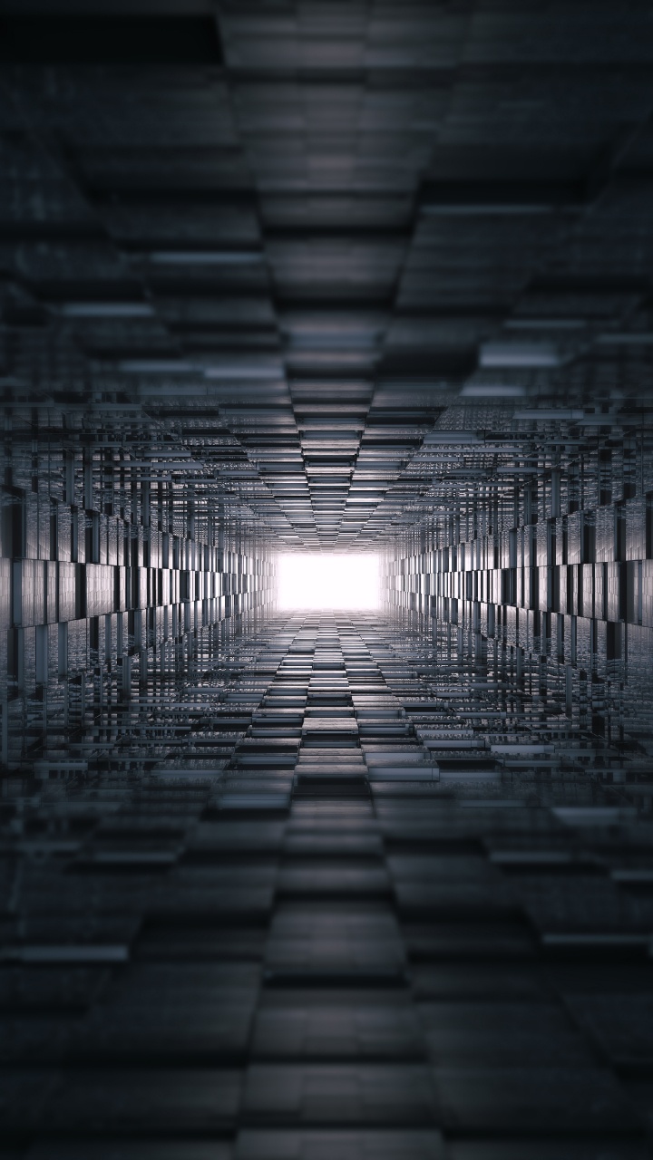 Black and White Tunnel With Lights. Wallpaper in 720x1280 Resolution