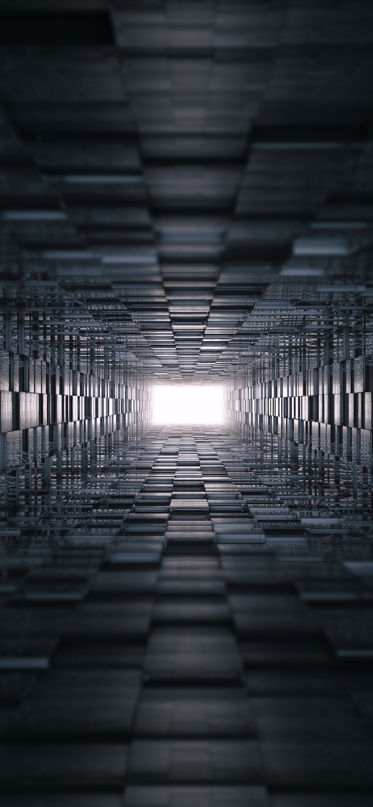 Schwarz-Weiß-Tunnel Mit Lichtern. Wallpaper in 1242x2688 Resolution