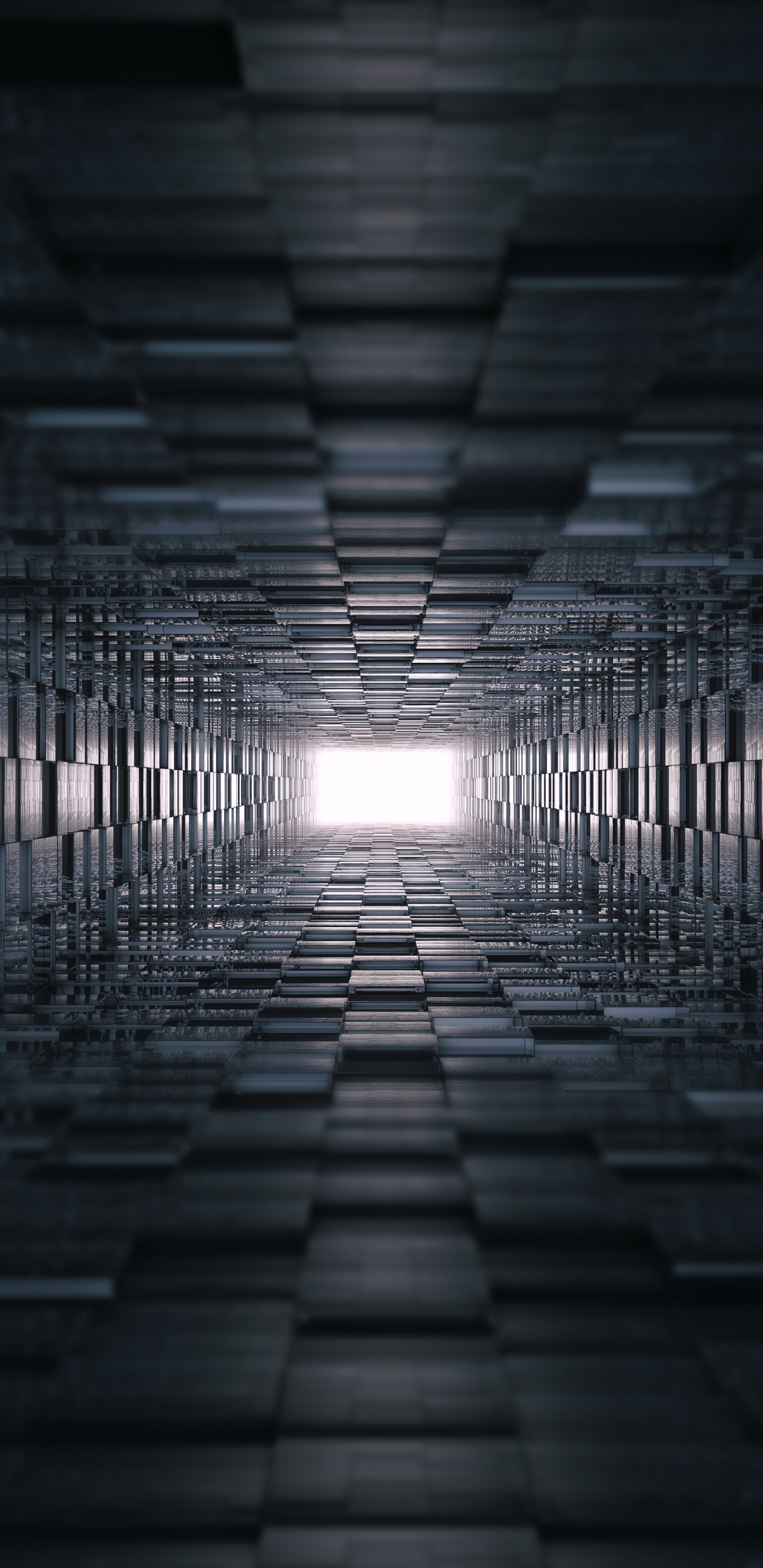 Schwarz-Weiß-Tunnel Mit Lichtern. Wallpaper in 1440x2960 Resolution