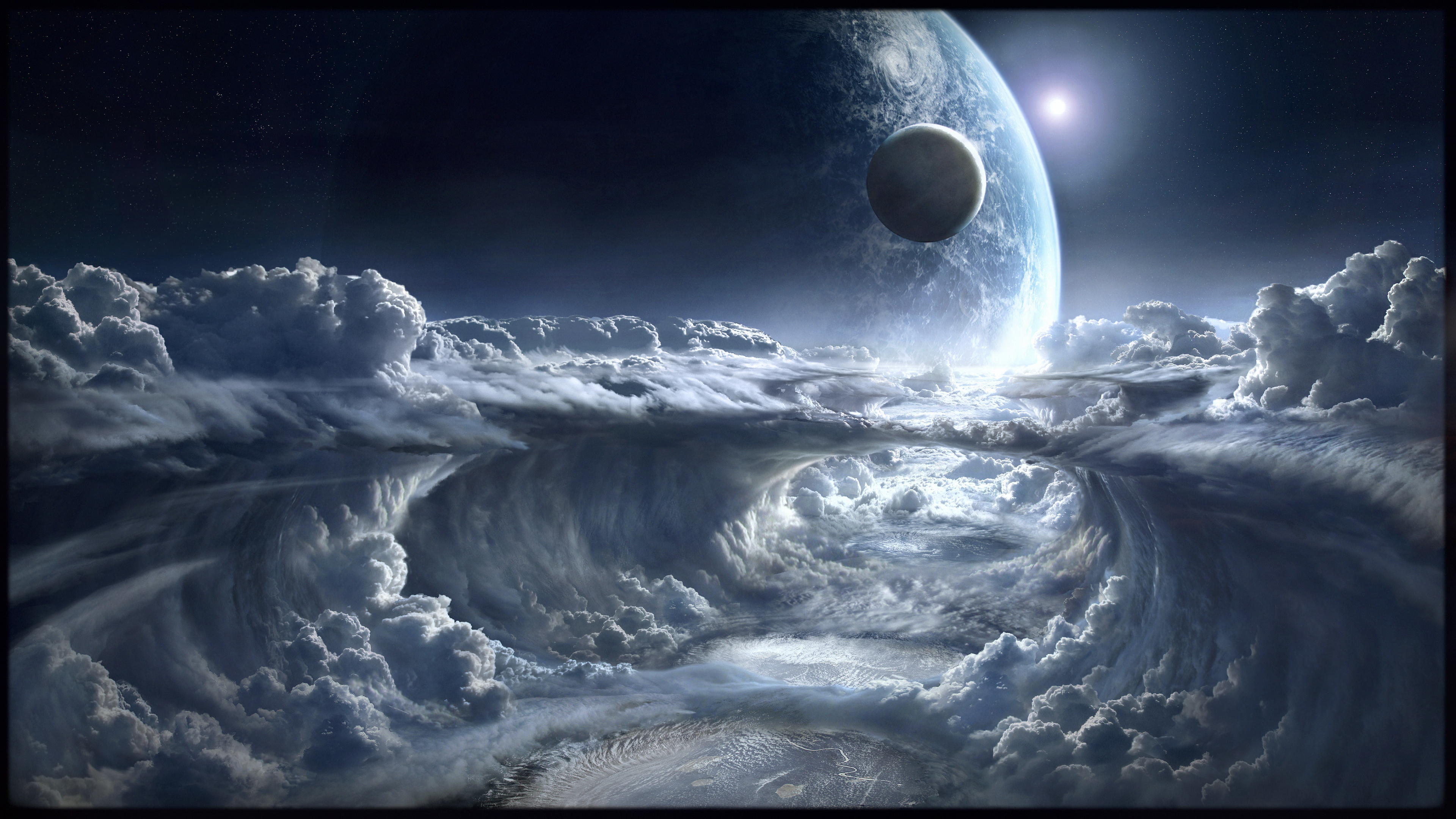 Vollmond Über Wolken in Der Nacht. Wallpaper in 3840x2160 Resolution