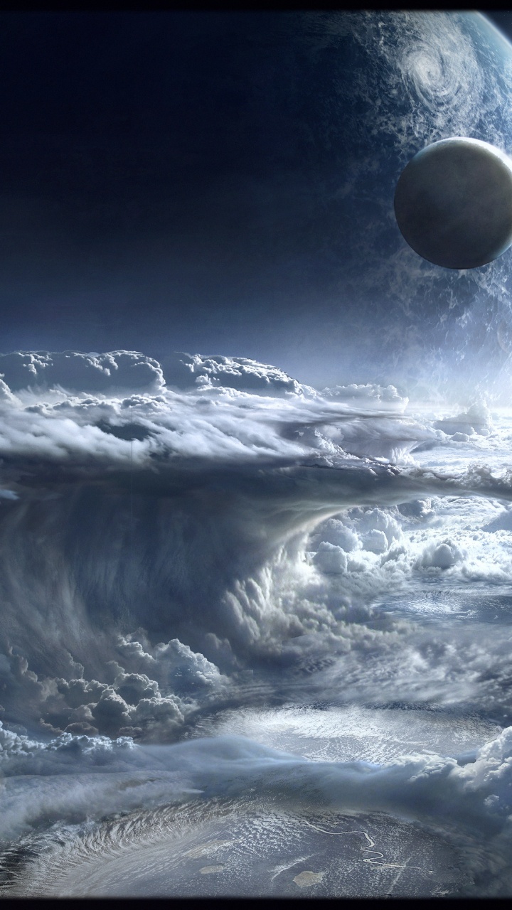 Pleine Lune Au-dessus Des Nuages Pendant la Nuit. Wallpaper in 720x1280 Resolution