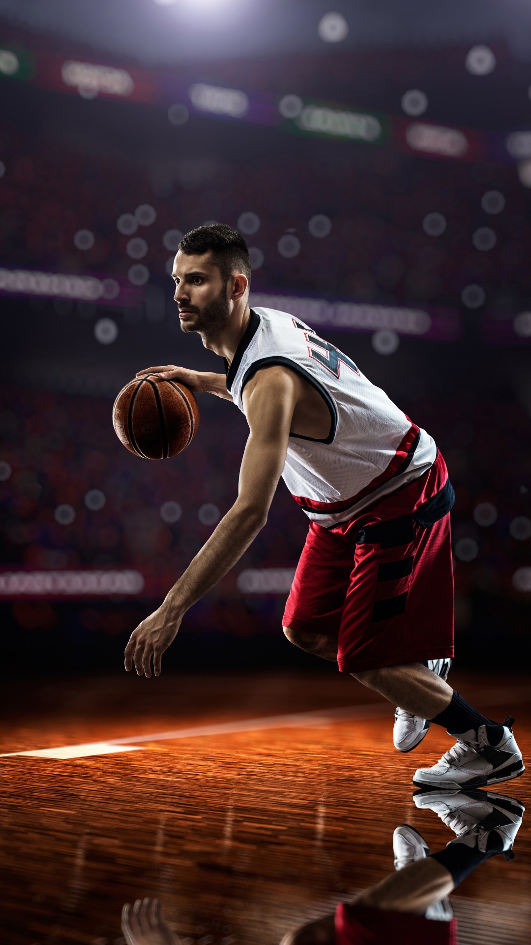 Basketball Player in Jersey Shirt and Shorts. Wallpaper in 1080x1920 Resolution