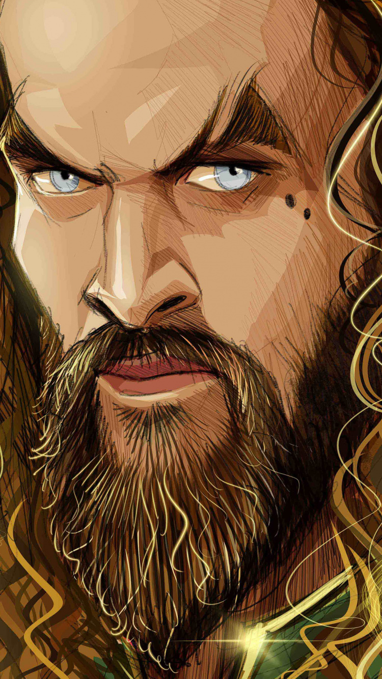 Aquaman, Jason Momoa, Superhero, Illustration, Graphic Design. Wallpaper in 750x1334 Resolution
