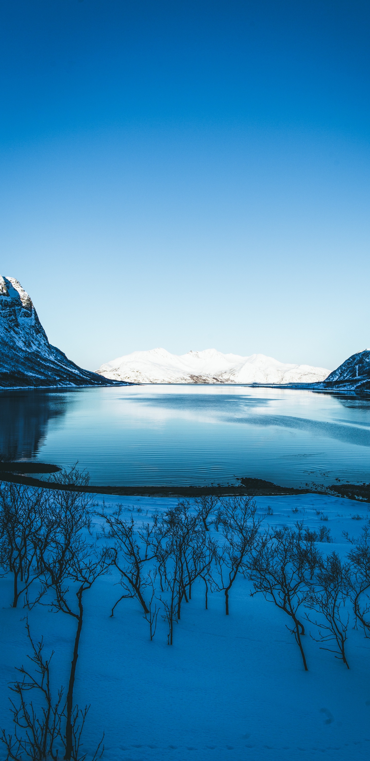 Winter, Natur, Gewässer, Naturlandschaft, Blau. Wallpaper in 1440x2960 Resolution