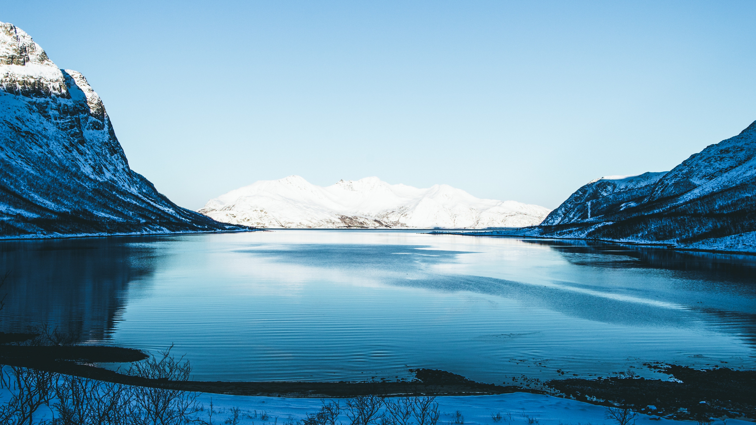 Winter, Natur, Gewässer, Naturlandschaft, Blau. Wallpaper in 2560x1440 Resolution