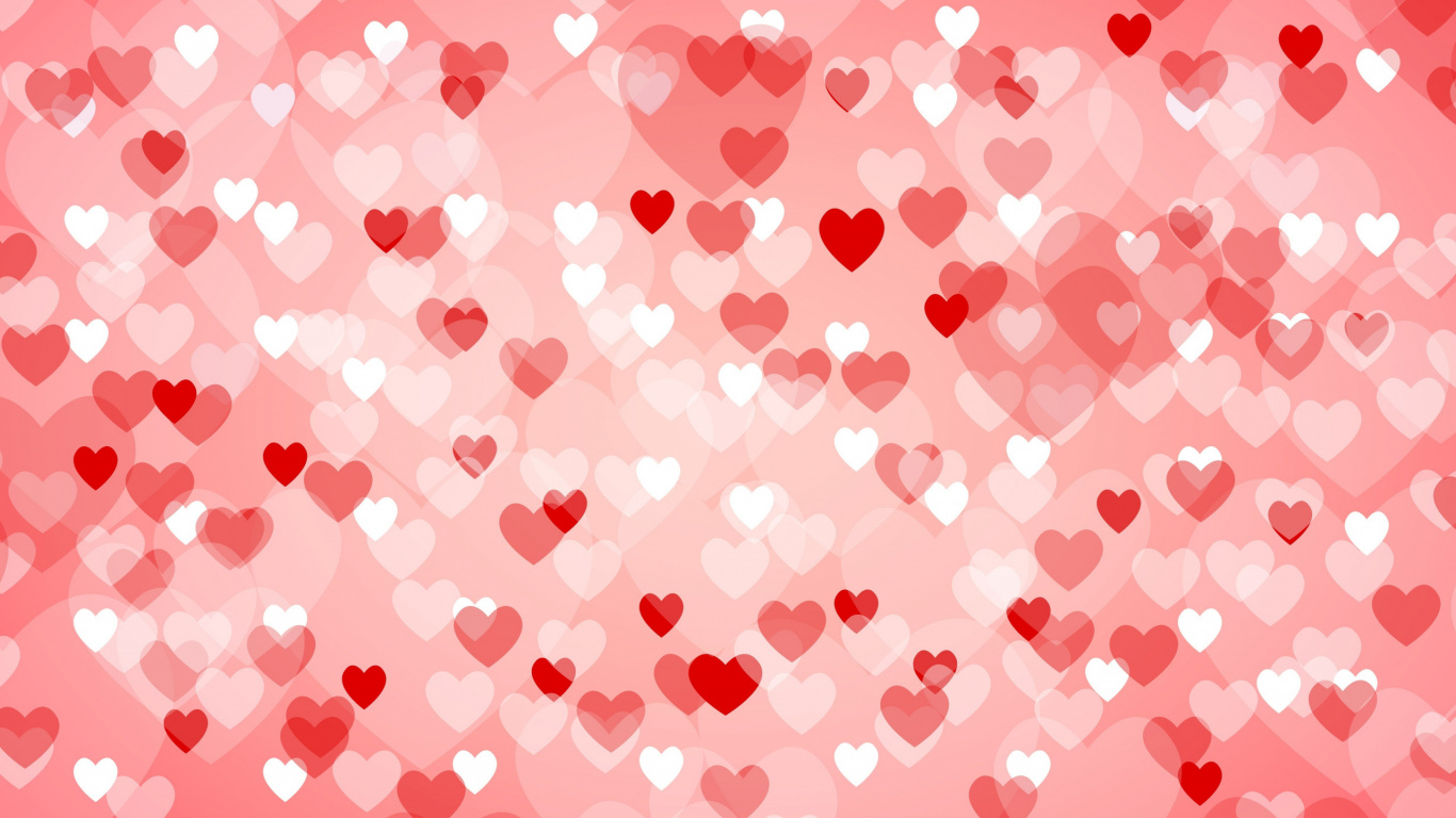 Heart, Pink, Red, Pattern, Design. Wallpaper in 1366x768 Resolution