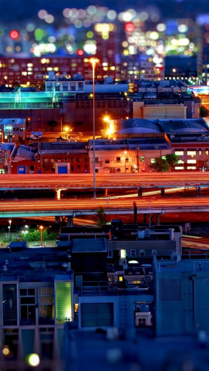 Luftaufnahme Der Stadt Bei Nacht Night. Wallpaper in 720x1280 Resolution