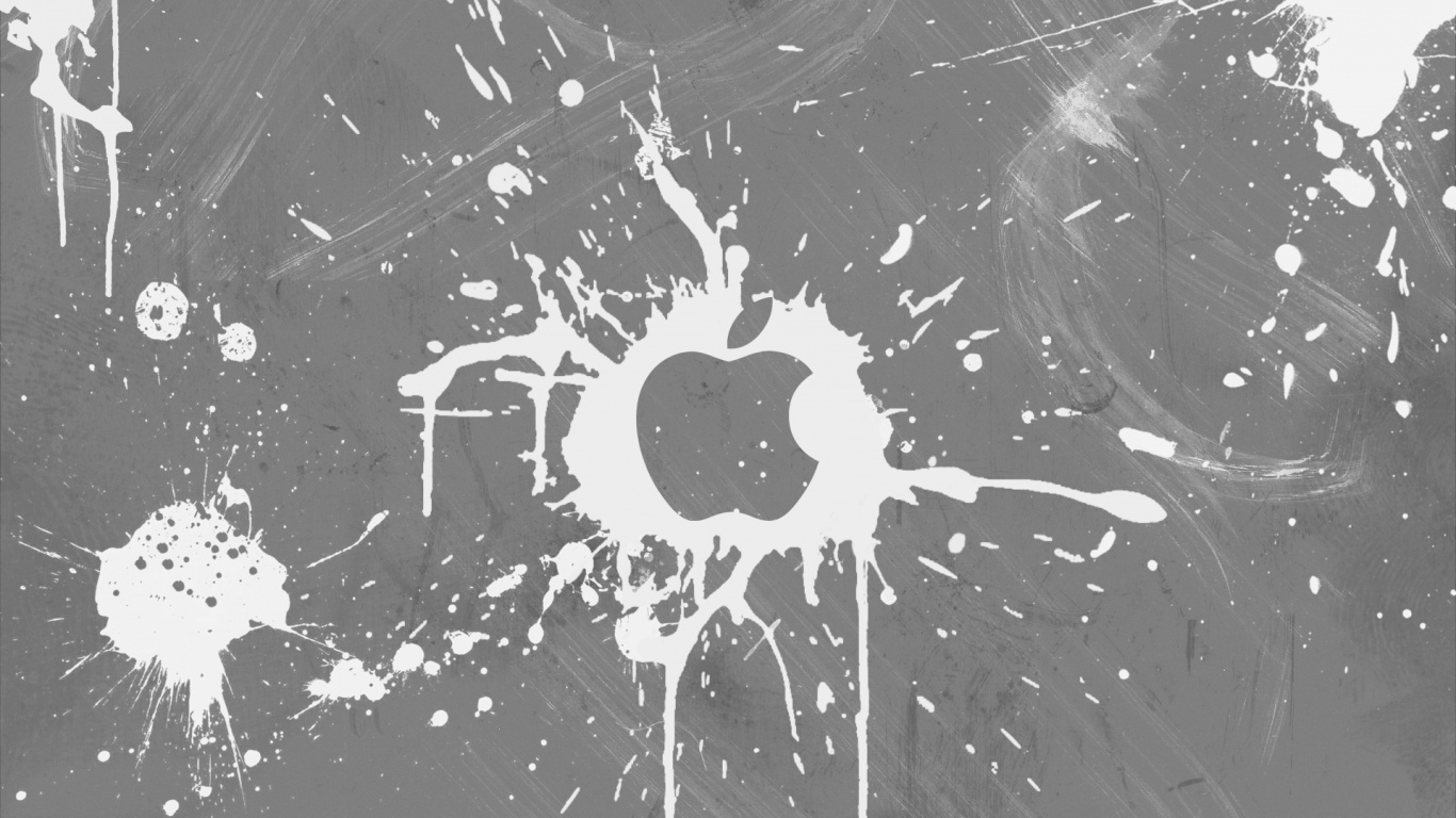 Apple, Black, Monochrome, Design, Pattern. Wallpaper in 1366x768 Resolution