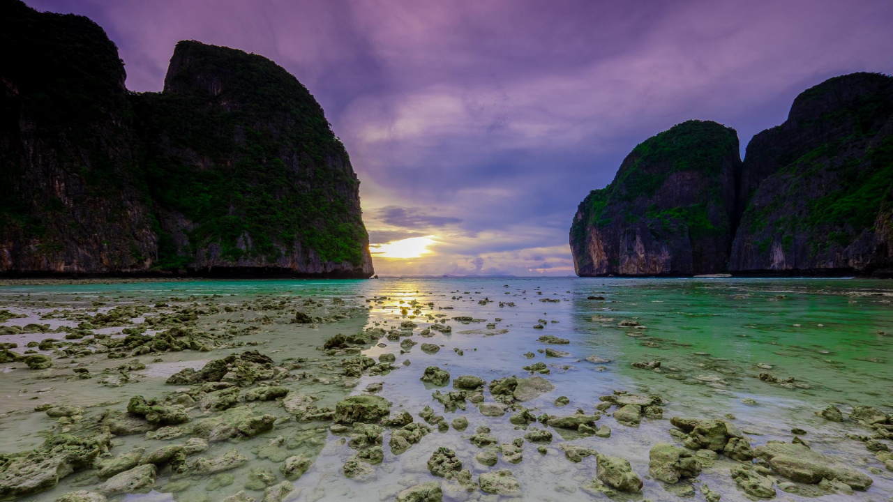 Baie Maya, Plage, Mer, Côte, Baie. Wallpaper in 1280x720 Resolution