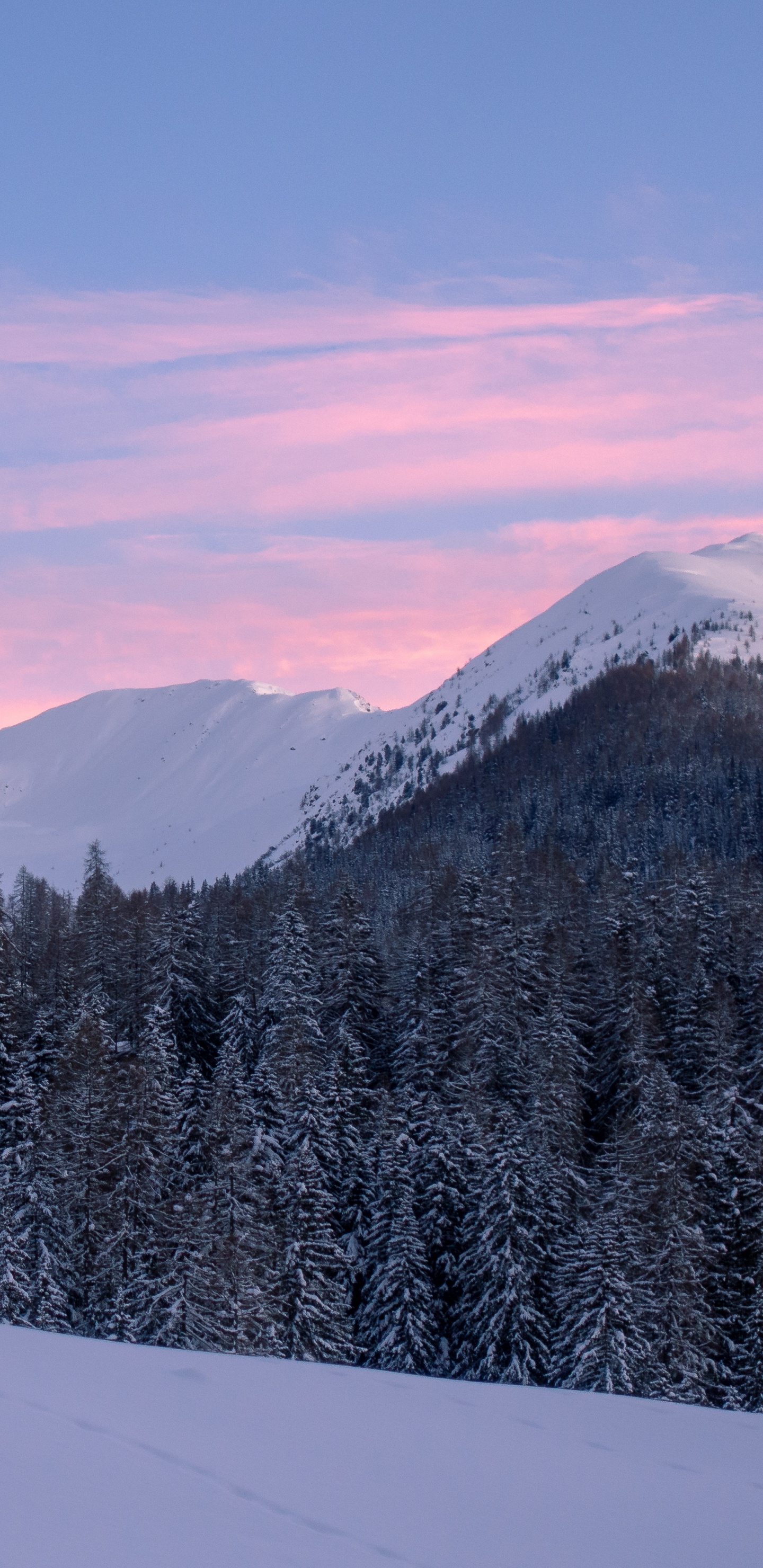 Schnee, Winter, Bergigen Landschaftsformen, Natur, Bergkette. Wallpaper in 1440x2960 Resolution