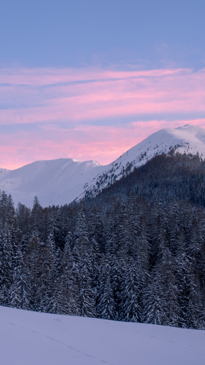 Schnee, Winter, Bergigen Landschaftsformen, Natur, Bergkette. Wallpaper in 720x1280 Resolution