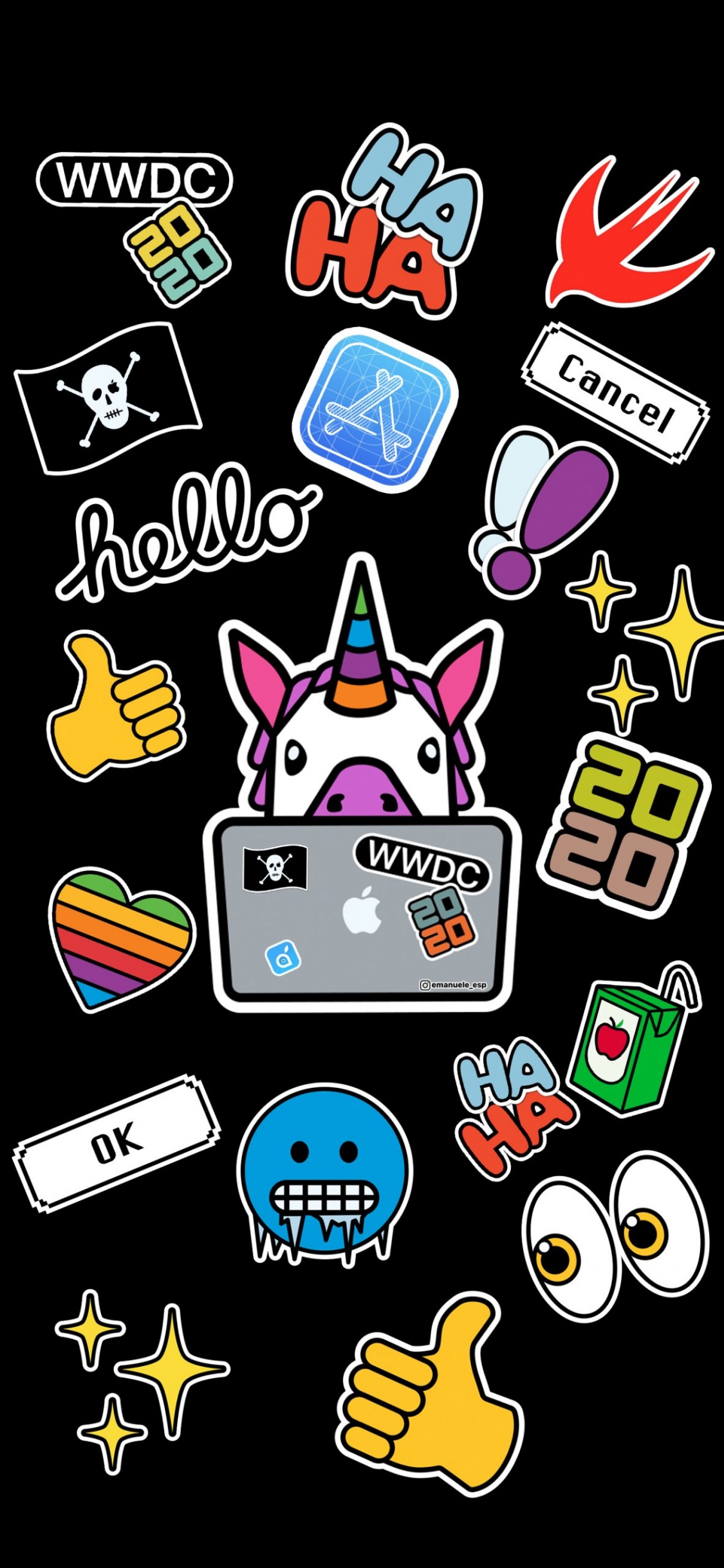 Amoled, IPhone, WWDC 2020, Apple, Cartoon. Wallpaper in 1125x2436 Resolution