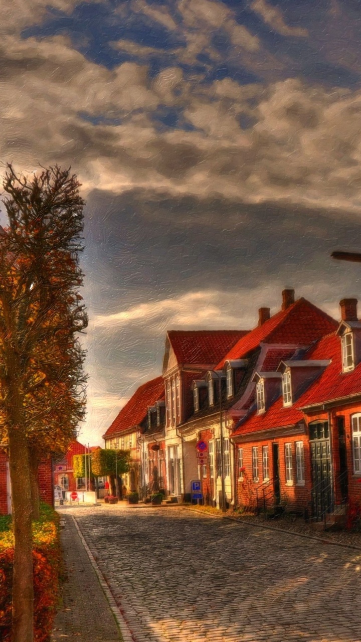 Red and White Concrete Building Near Trees Under Cloudy Sky During Daytime. Wallpaper in 720x1280 Resolution