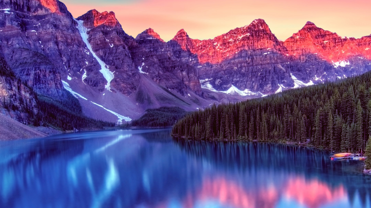 Huawei, Huawei Nova, Huawei Nova 4, le Lac Moraine, Lake Louise. Wallpaper in 1280x720 Resolution