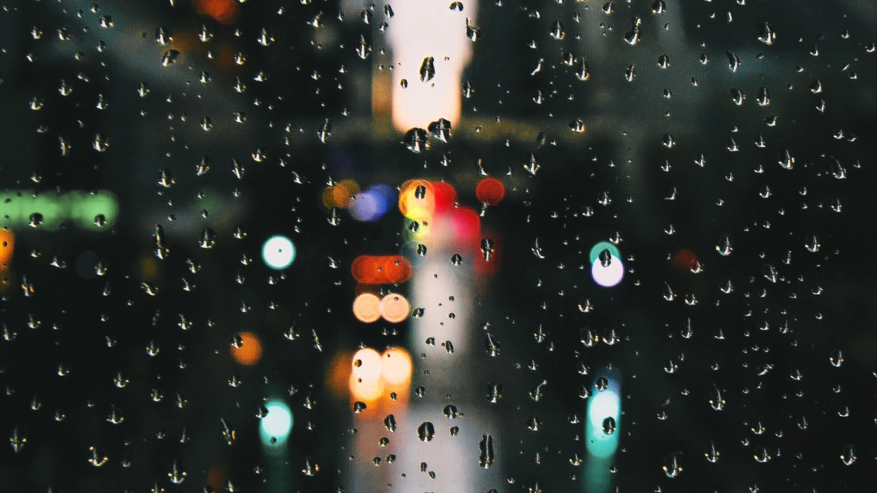 Gotas de Agua en la Ventana de Vidrio. Wallpaper in 1280x720 Resolution
