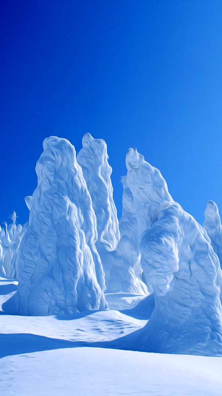 White Ice Formation Under Blue Sky During Daytime. Wallpaper in 750x1334 Resolution