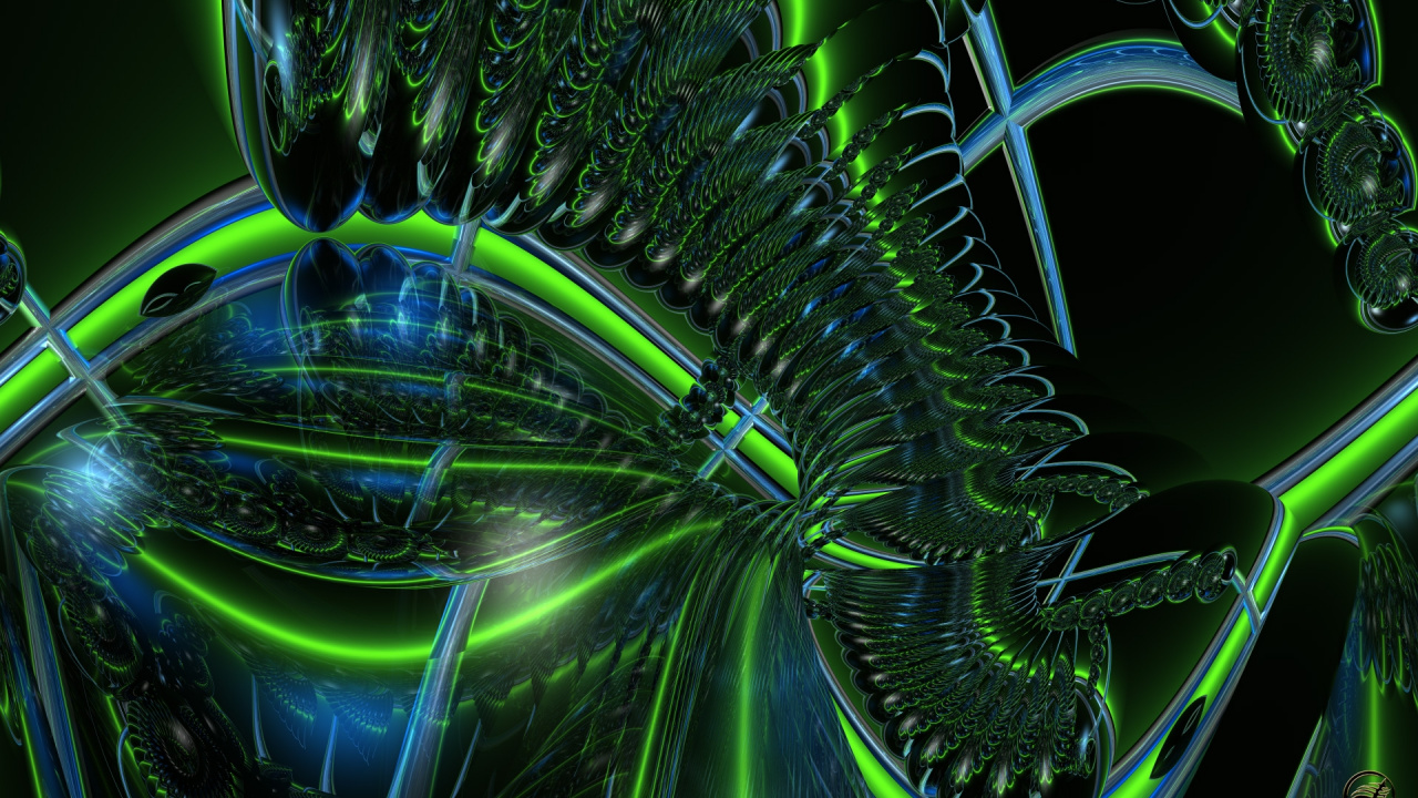 Fond D'écran Numérique Lumière Verte et Bleue. Wallpaper in 1280x720 Resolution