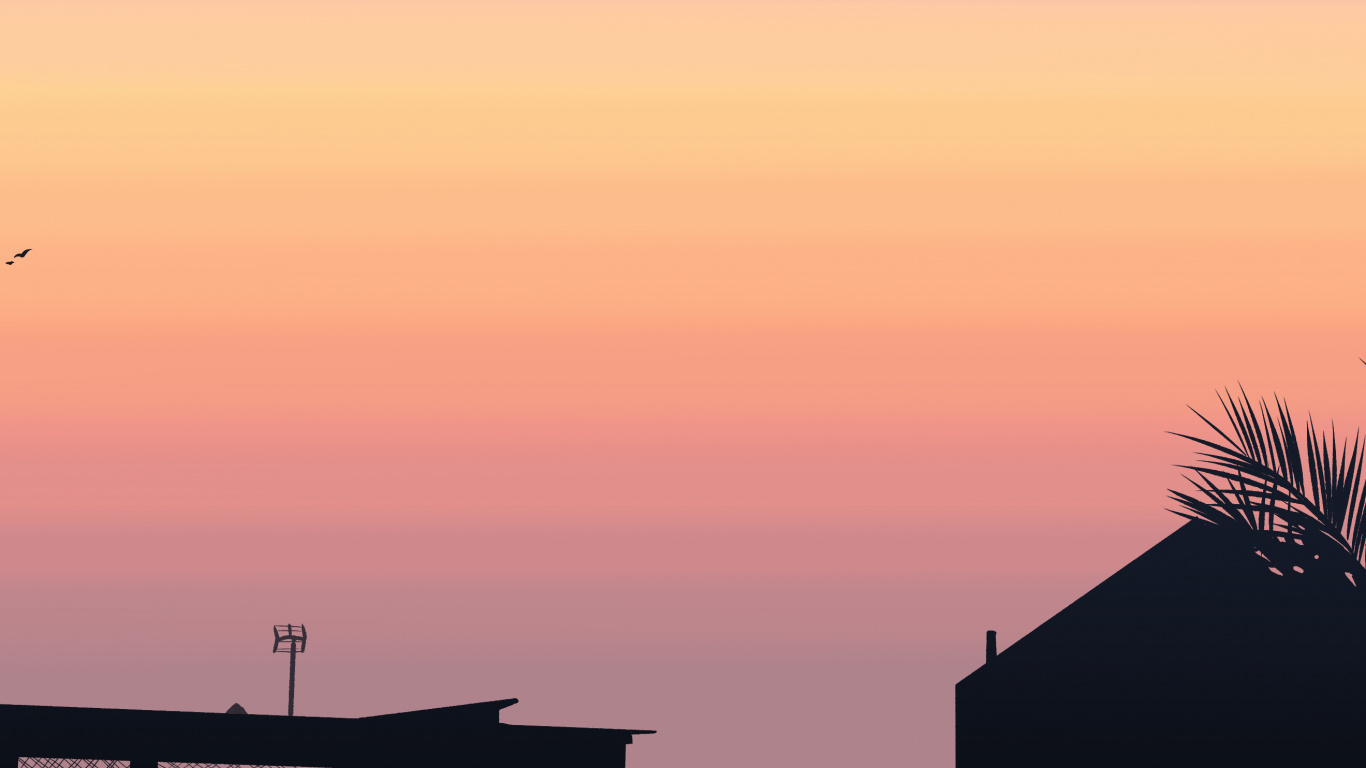 Atardecer, Techo, Naranja, Puesta, Ambar. Wallpaper in 1366x768 Resolution