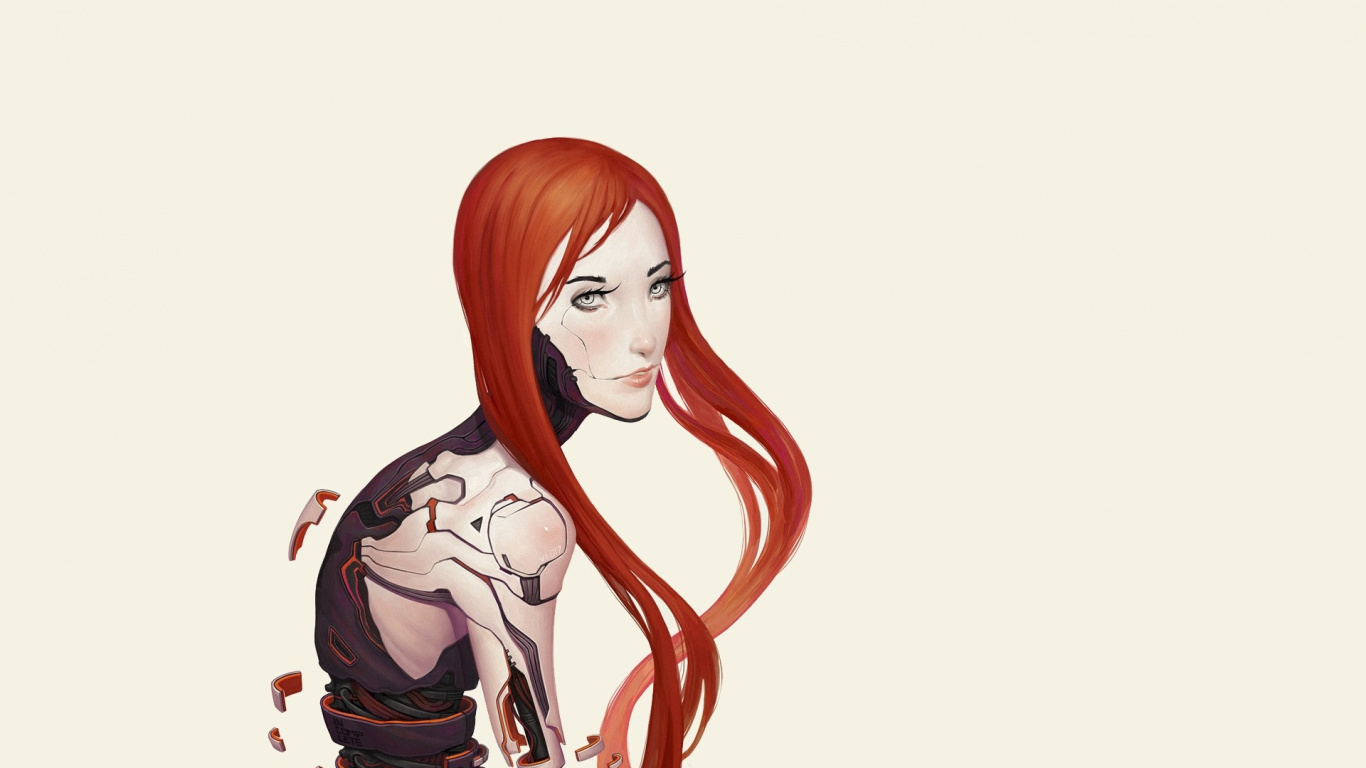 Red Haired Woman in Black and White Polka Dot Dress Anime Character. Wallpaper in 1366x768 Resolution