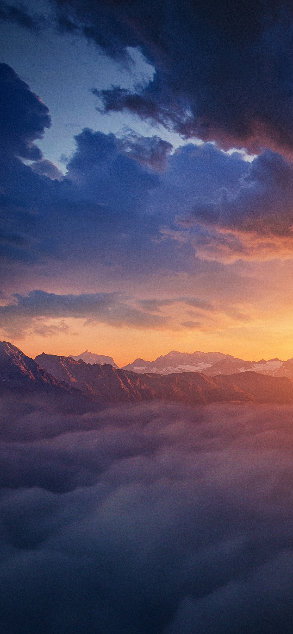 Cloud, Atmosphere, Afterglow, Azure, Mountain. Wallpaper in 1125x2436 Resolution