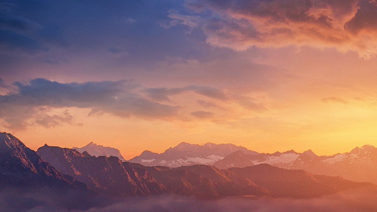 Cloud, Atmosphere, Afterglow, Azure, Mountain. Wallpaper in 1280x720 Resolution