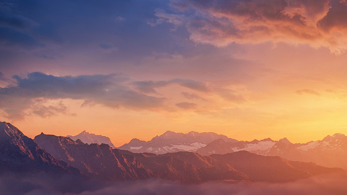 Cloud, Atmosphere, Afterglow, Azure, Mountain. Wallpaper in 1366x768 Resolution