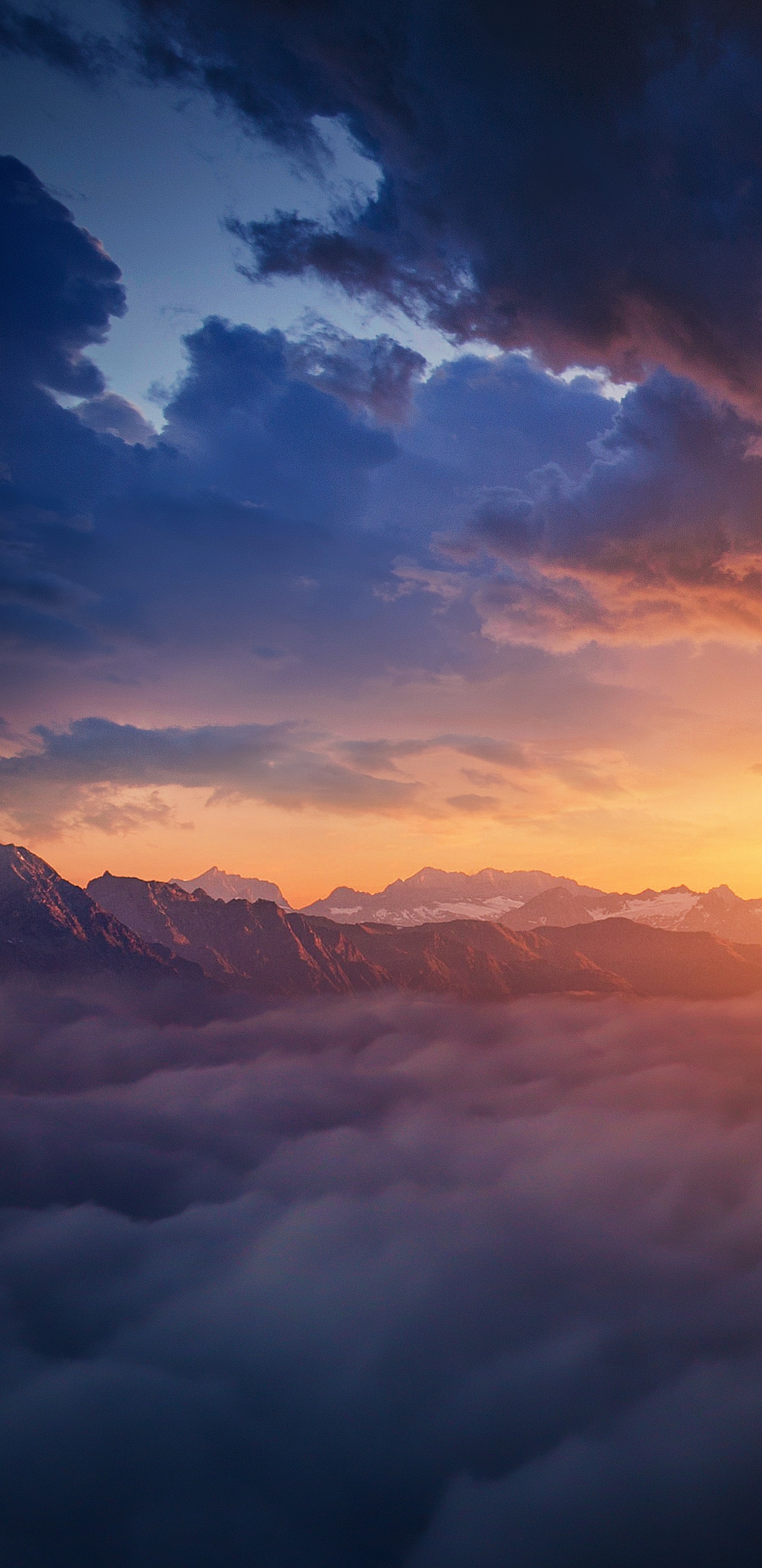 Cloud, Atmosphere, Afterglow, Azure, Mountain. Wallpaper in 1440x2960 Resolution