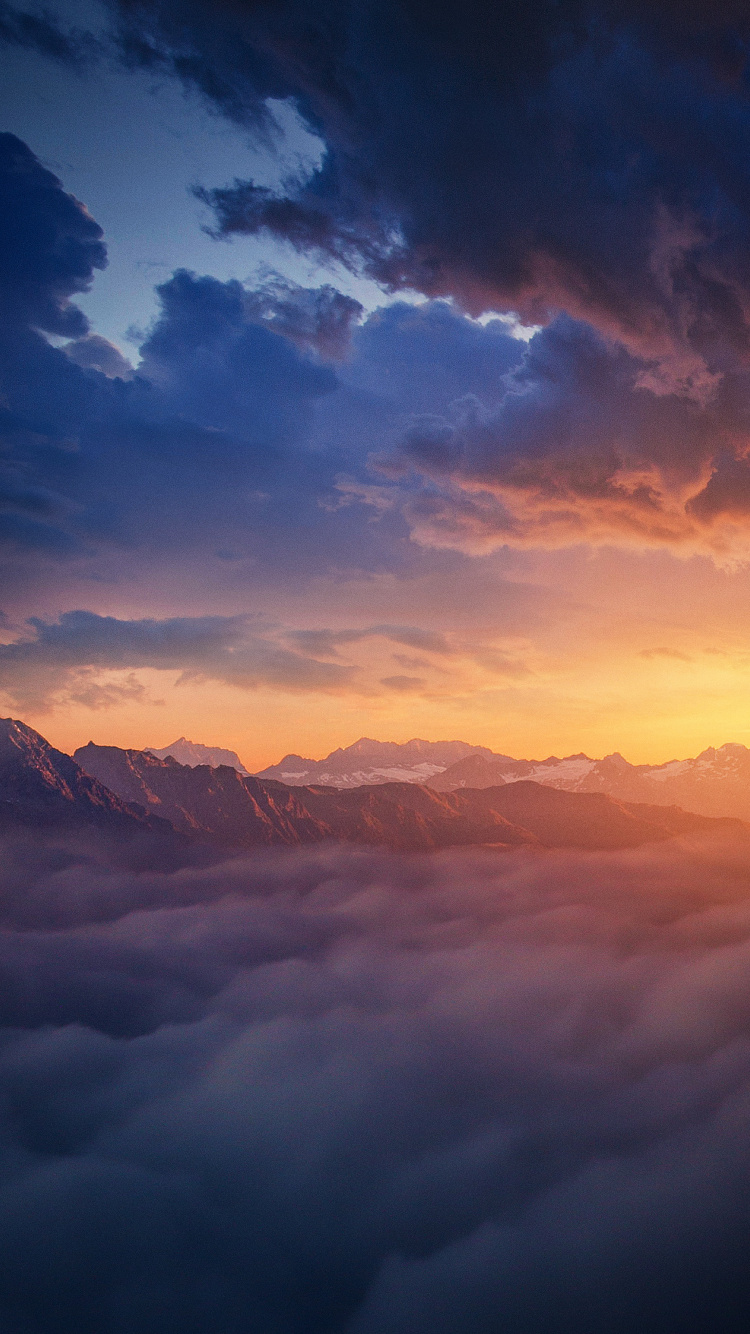 Cloud, Atmosphere, Afterglow, Azure, Mountain. Wallpaper in 750x1334 Resolution