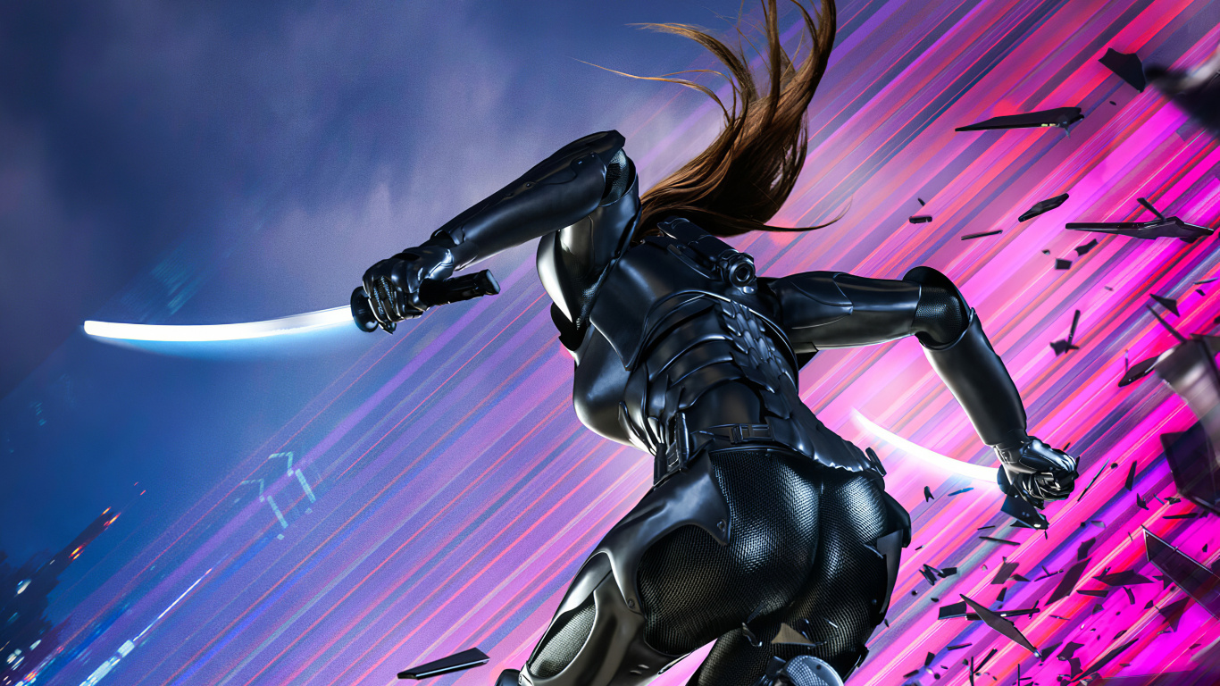 Digital Art, Purple, Latex Clothing, Latex, Thigh. Wallpaper in 1366x768 Resolution