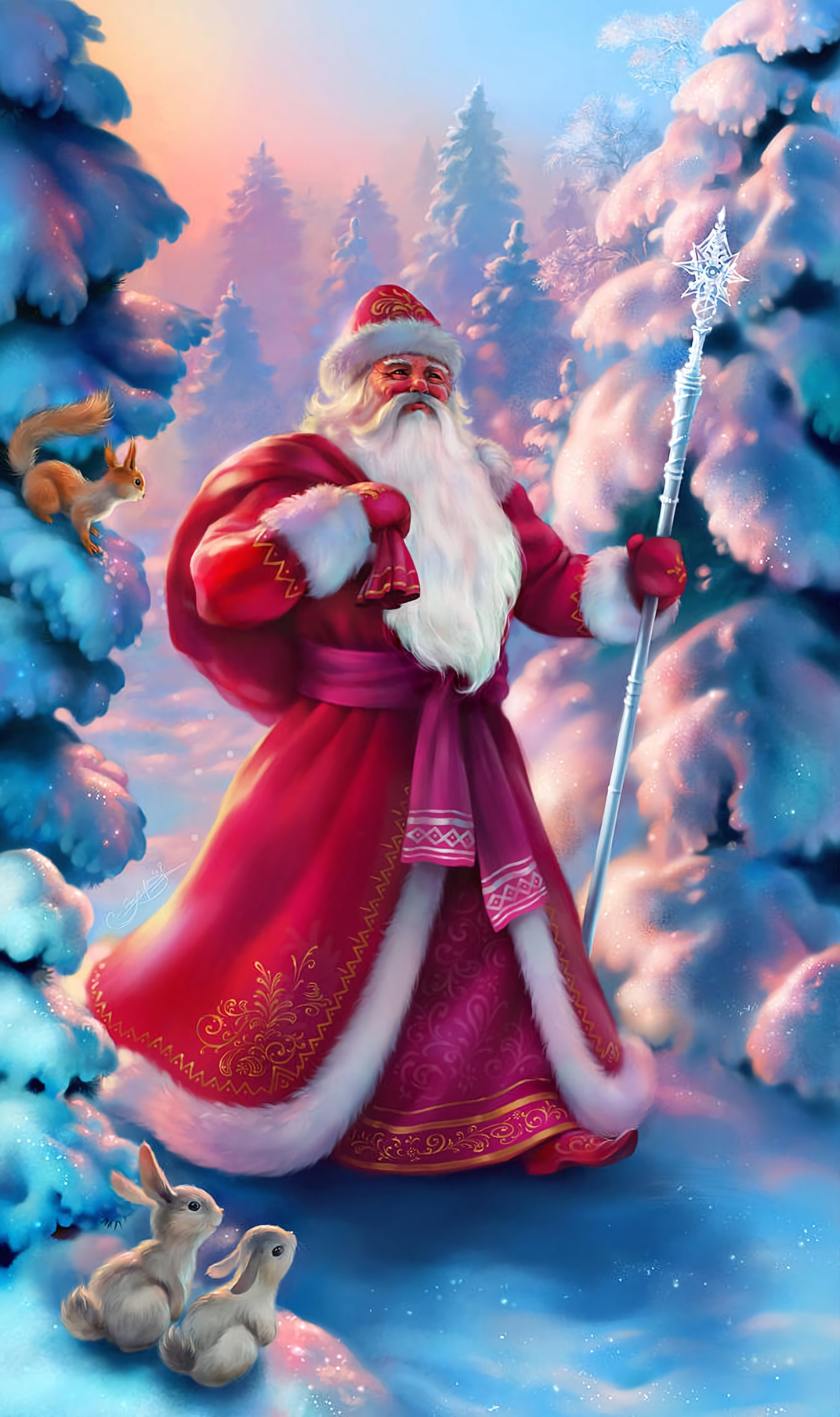 pink santa iphone wallpaper