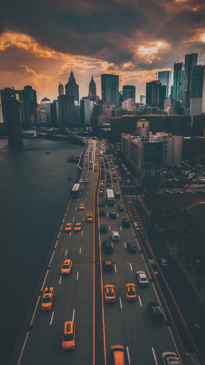 Estética de la Ciudad de Nueva York, Nueva York, Edificio, Coche, Luz. Wallpaper in 720x1280 Resolution