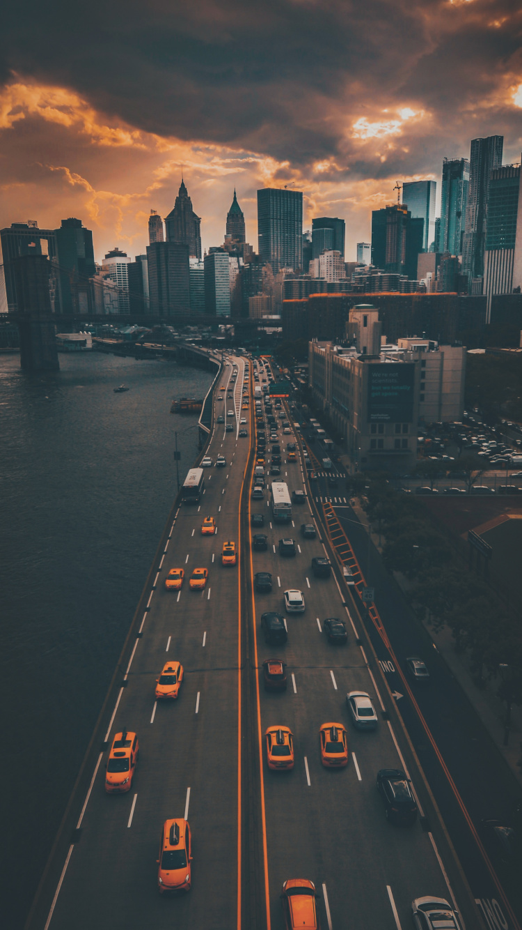 Estética de la Ciudad de Nueva York, Nueva York, Edificio, Coche, Luz. Wallpaper in 750x1334 Resolution