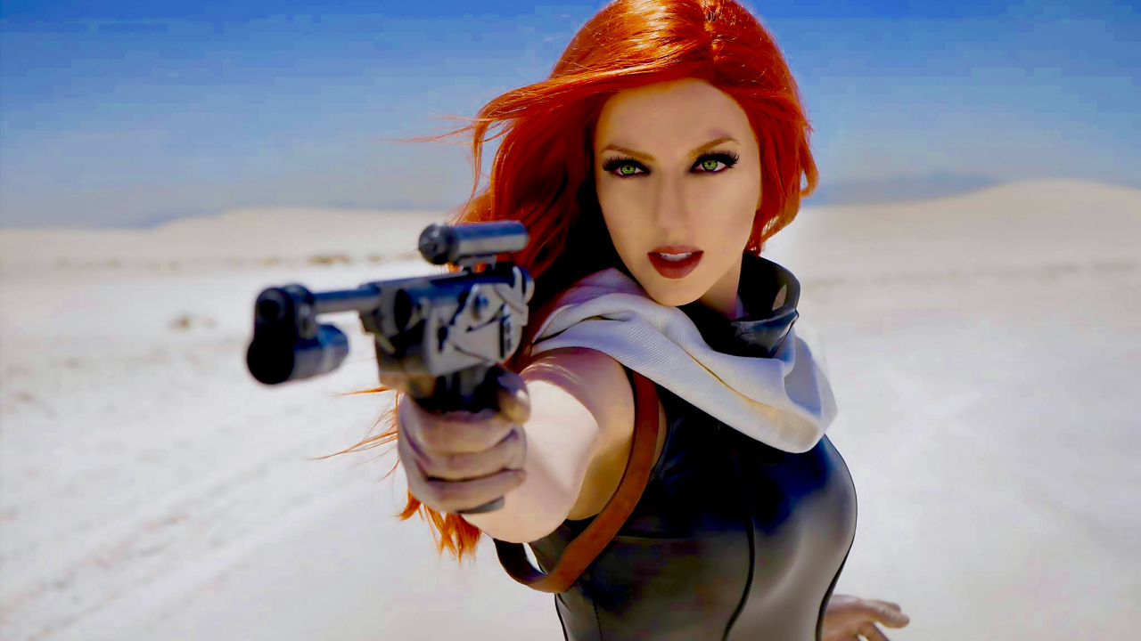 Mujer en Camisa de Manga Larga en Blanco y Negro Con Rifle Negro. Wallpaper in 1280x720 Resolution