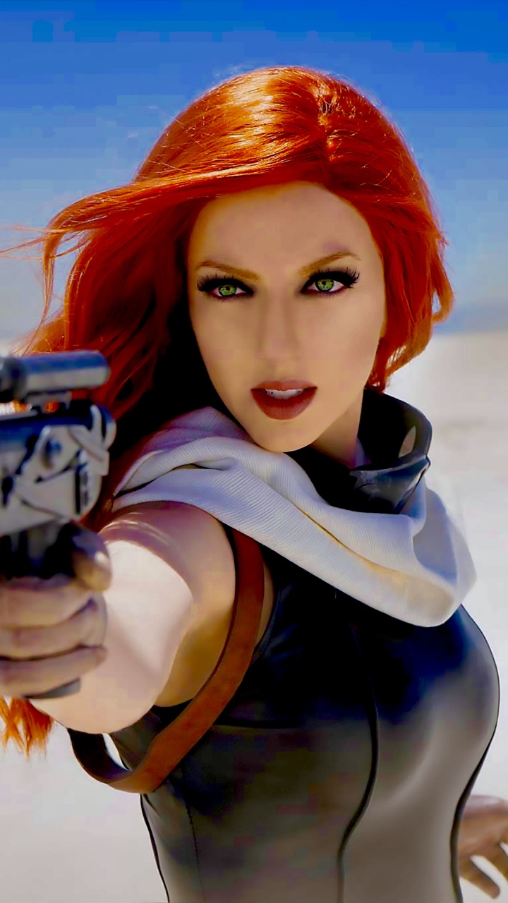 Mujer en Camisa de Manga Larga en Blanco y Negro Con Rifle Negro. Wallpaper in 720x1280 Resolution